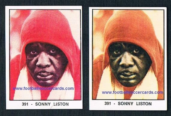 1966 pair Sonny Liston Campioni dello Sport cards by Panini, different printings - on EB $800 for 1!