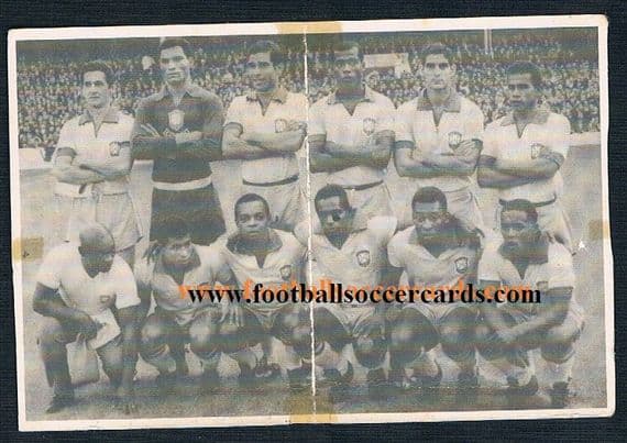 1966 Pelé & Brazil folding double-sticker from Portugal of Everton Goodison Park