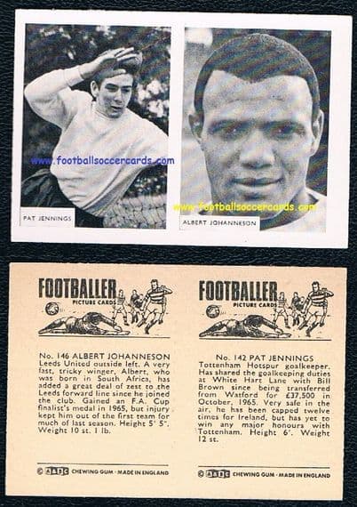 1966 Pet Jennings ROOKIE Spurs Albert Johanneson Leeds A&BC uncut pair
