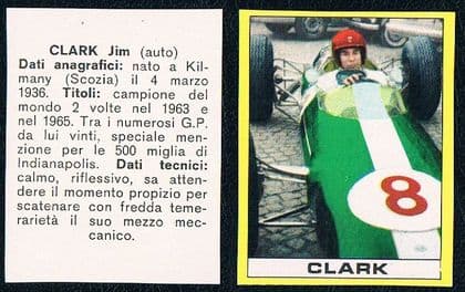1966 (some say 1965) JIM CLARK Baggioli Serie d'Oro delle Auto ROOKIE CARD