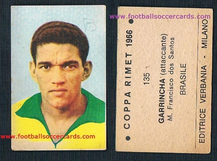 1966 Verbania Coppa Rimet 1966 Lampo Italian CARD of Garrincha of Brazil