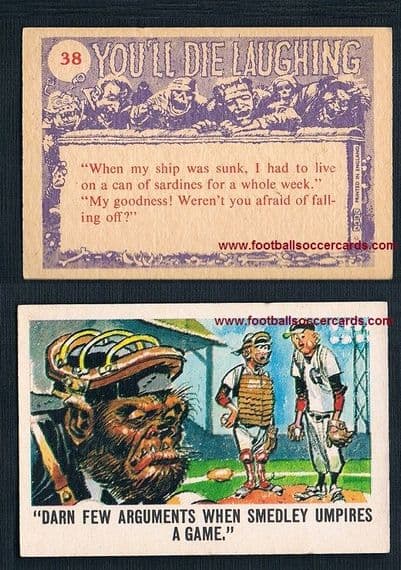 1967 A&BC baseball gum card 38 You'll Die Laughing