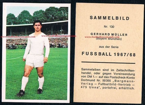 1967 Gerd Mueller Muller Bergmann unused card 130 Bayern Munich like new