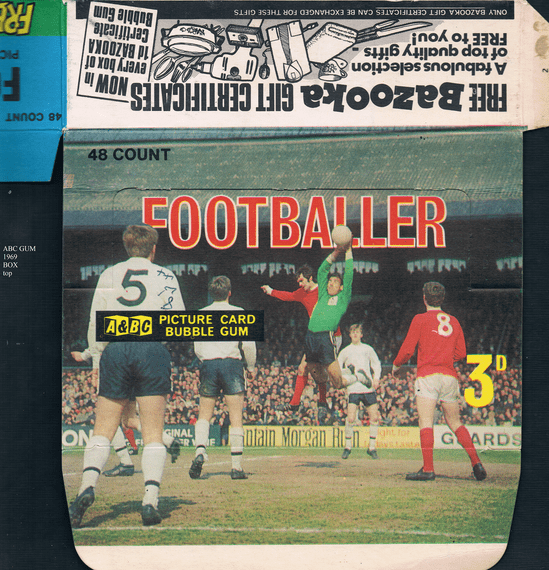 1968 ABC gum cards pos display box carton counter Manchester United Fulham team emblems SOLD