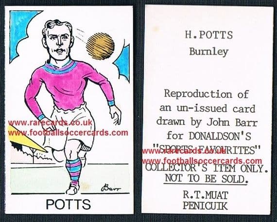 1968 Barr Muat Donaldson unissued promo art card 1948Harry Potts Burnley Everton Blackpool
