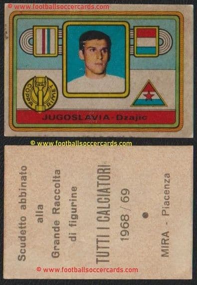 1968 Dragan Džajić MIRA with backing paper, 3rd place Ballon d'Or, 5 league wins 5 cup wins,Red Star