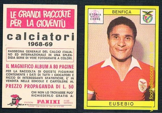 1968 Eusebio Panini Calciatori 1968-69 card from Italy