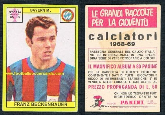 1968 Franz Beckenbauer Panini Italian-only card Bayern Muenchen