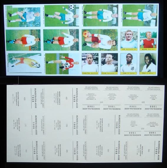 1968 Sicker Verlag Pele uncut sheet with Bobby Moore etc. s/p £8,000 - no offers below £8k