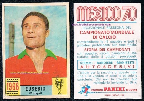 1969 -70 °1st edition° Red & Blue EUSEBIO cut AS INTENEDED advance pre collection Mexico 70 Panini