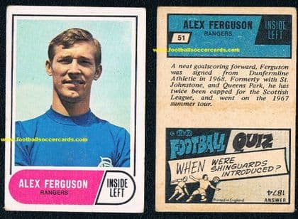 1969 Alex Ferguson RANGERS 51 card A&BC Gum Scottish series blue back