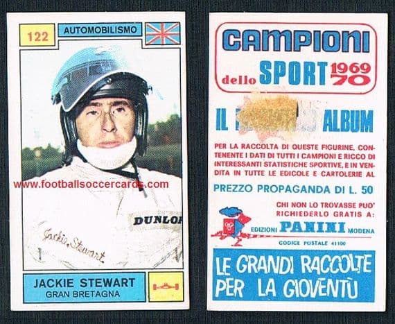 1969 Jackie Stewart F1 Italian Panini card AMR low price