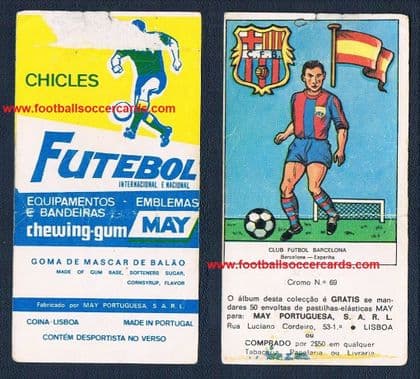 1969 May Gum BARCELONA Futebol Embelmas Equipamentos Bandeiras wrapper