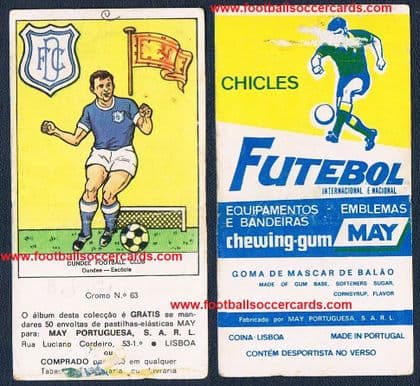 1969 May Gum DUNDEE FC Futebol Embelmas Equipamentos Bandeiras wrapper