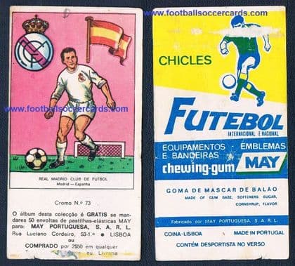 1969 May Gum REAL MADRID Futebol Embelmas Equipamentos Bandeiras wrapper