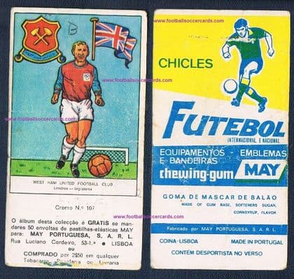 1969 May Gum WEST HAM BOBBY MOORE Futebol Embelmas Equipamentos e Bandeiras wrapper
