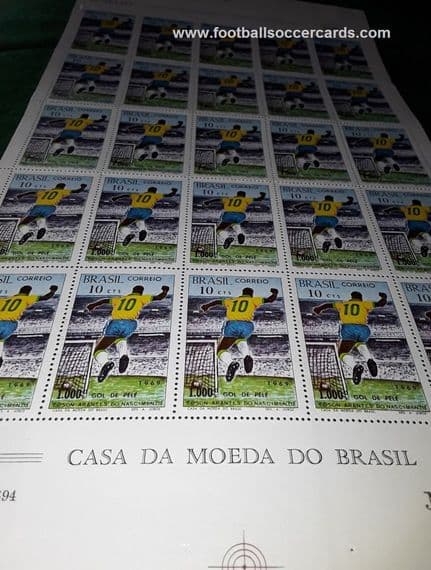 1969 uncut PELE Brazil-only issue commemorative stamps for Pele's 1000th goal - from my #2 book