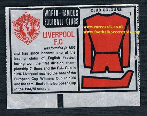 1970 Anglo Gum insert Liverpool 1