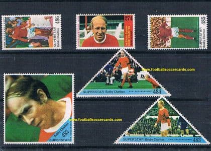 1970 Bobby CHarlton Sun Soccerstamps set x6 Man Utd England SIX rarities