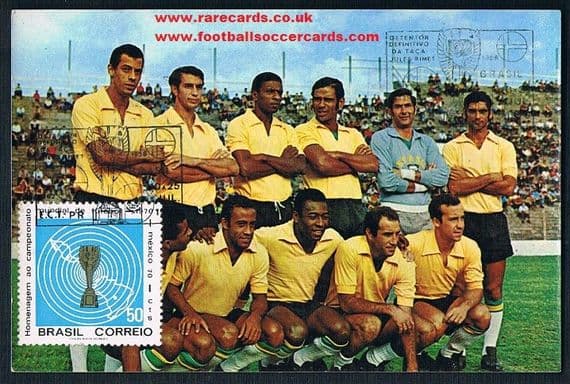 1970 Brazil Pele postcard World Cup postmarks