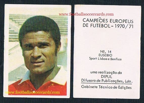 1970 Eusebio unused DIPUL sticker from Portugal Campeos Europeus