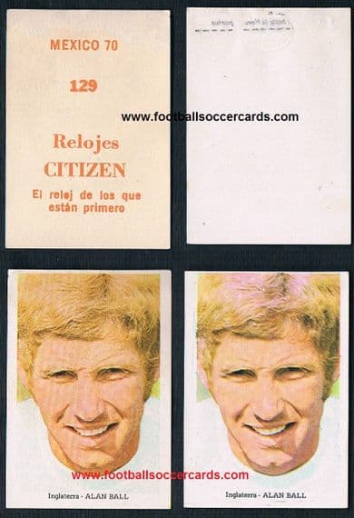 1970 exotic pair of South American Alan Ball WC70 stickers Blackpool Everton Arsenal