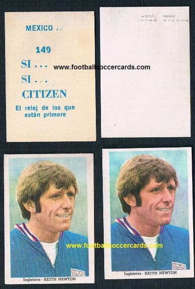 1970 exotic pair of South American Keith Newton WC70 stickers Blackburn Burnley Everton