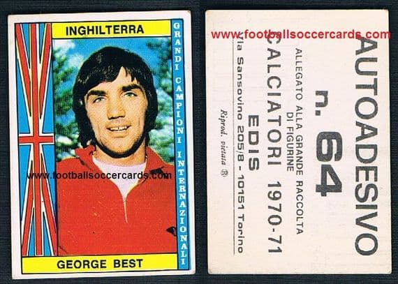1970 George Best EDIS sticker from Italy with backing paper