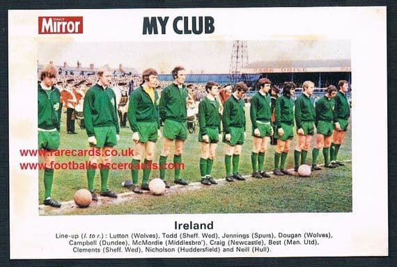 1970 My Club Daily Mirror card N.Ireland George Best Wolves Spurs Hudd Boro Dundee Wednesday Hull NU
