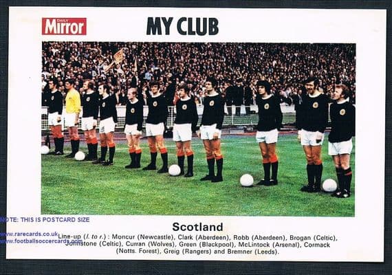 1970 My Club Daily Mirror postcard Scotland Leeds Aberdeen Celtic Wolves Rangers Blackpool