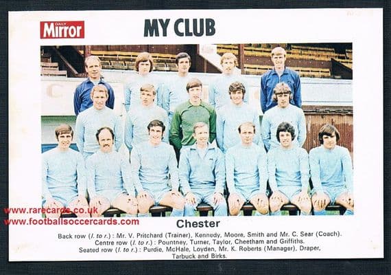 1970 My Club Daily Mirror postcard-size card Chester