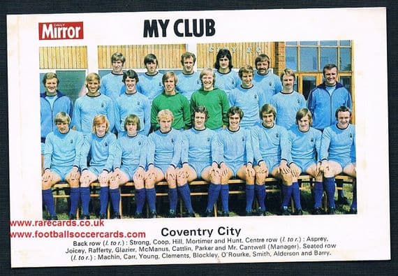 1970 My Club Daily Mirror postcard-size card Coventry City
