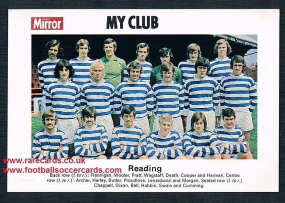 1970 My Club Daily Mirror postcard-size card Reading