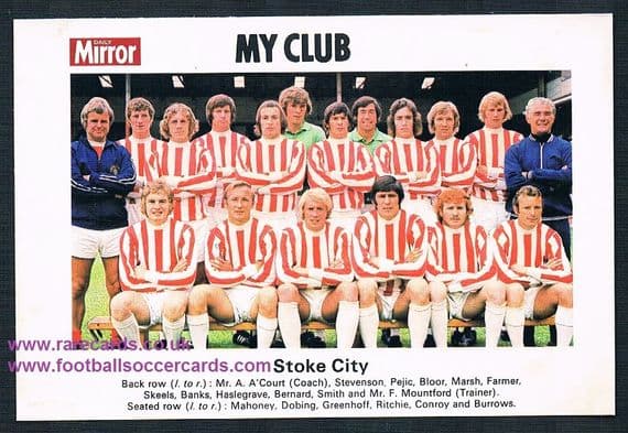 1970 My Club Daily Mirror postcard-size card Stoke City