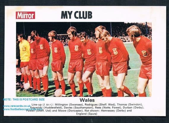 1970 My Club Daily Mirror postcard Wales Spurs Forest Blades Swindon Wednesday