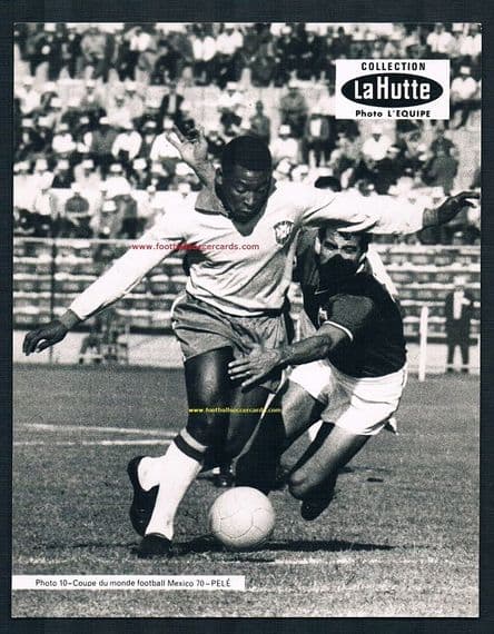 1970 Pelé French-issue large card number #10 by La Hutte Collection Mexico 70