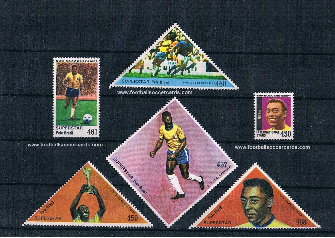 1970 Pel SET of 6 Sun Soccerstamps football soccer cards Graded these  would go BIG