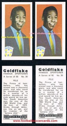 1970 Pele x2 Barratt Goldflake Famous Sportsmen no.30 RARE PAIR! 2 varieties N/MINT