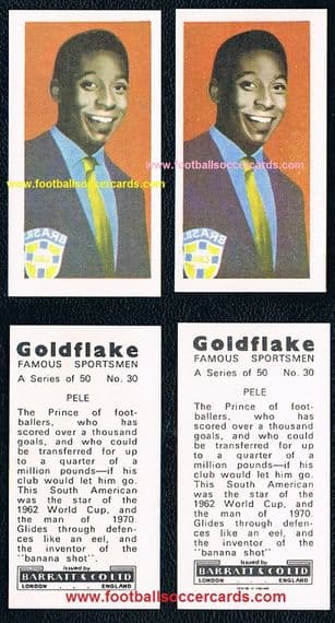 1970 Pele x2 Barratt Goldflake Famous Sportsmen no.30 RARE PAIR! 2 varieties N/MINT
