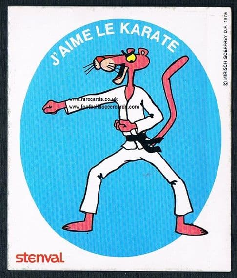 1970's Pink Panther Stenval Karate martial arts sport sticker French trade card