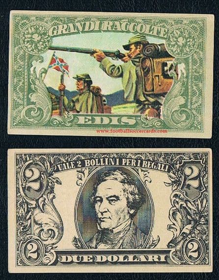 1971 Confederate soldiers Edis Italian playmoney Stars Bars American Civil War trade card