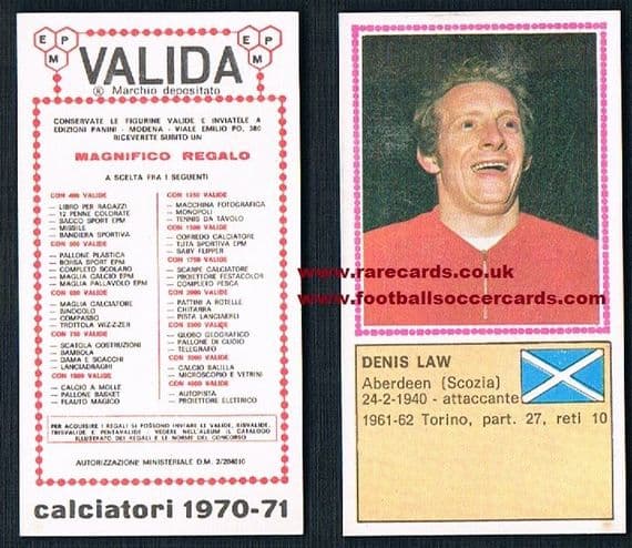 1971 Denis Law Scotland Panini Valida