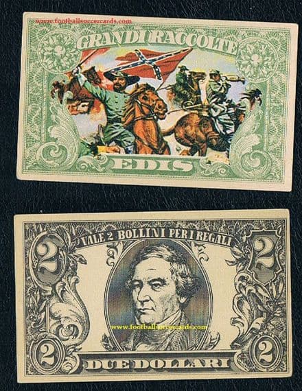 1971 Jeb Stuart Edis Italian playmoney Stars'n'Bars American Civil War Confederate General card