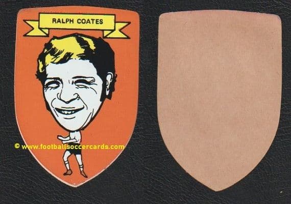 1971 Ralph Coates Spurs BAB caricature Tottenham Hotspur shield sticker, unused with backing paper