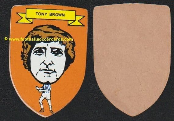 1971 Tony Brown BAB caricature NASL Teamen WBA West Bromwich Albion shield unused, backing paper USA