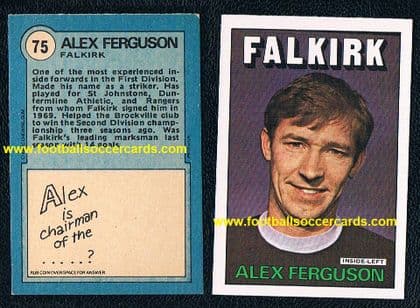 1972 A&BC Gum Scottish Alex Ferguson Falkirk, near mint