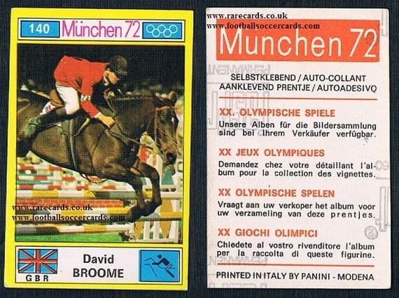 1972 David Broome equestrian show jumping Panini 140 Munchen 72