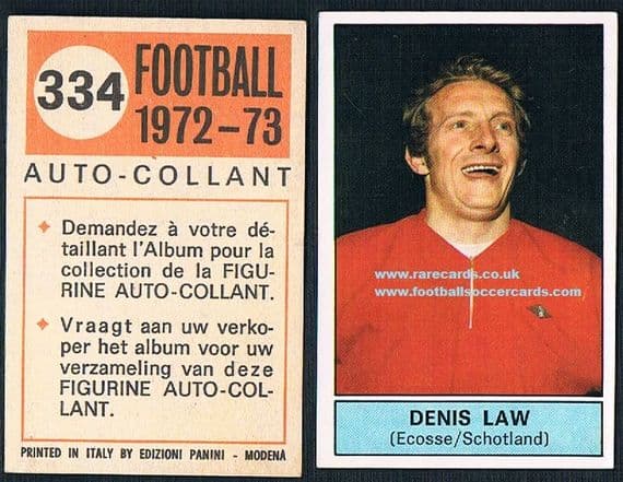 1972 Denis Law 334 Belgian Panini
