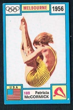 1972 Panini Patricia McCormick USA diver Olympics 1956 Valida card