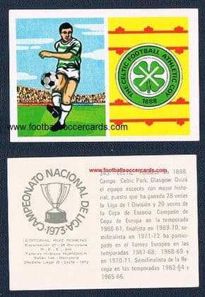 1972 RuiRomer Campeonato 1973 Spanish card of CELTIC - dark green variation